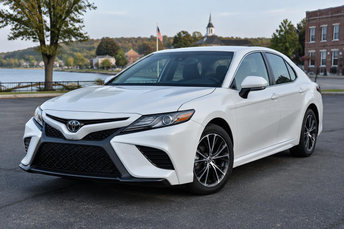 Sample photo: white sedan, front three-quarter view